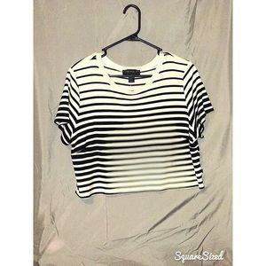Black and White Striped Crop Top